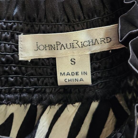 John Paul Richard Zebra Print Sleeveless Blouse Black White Mock Neck Sz Small - Picture 7 of 9